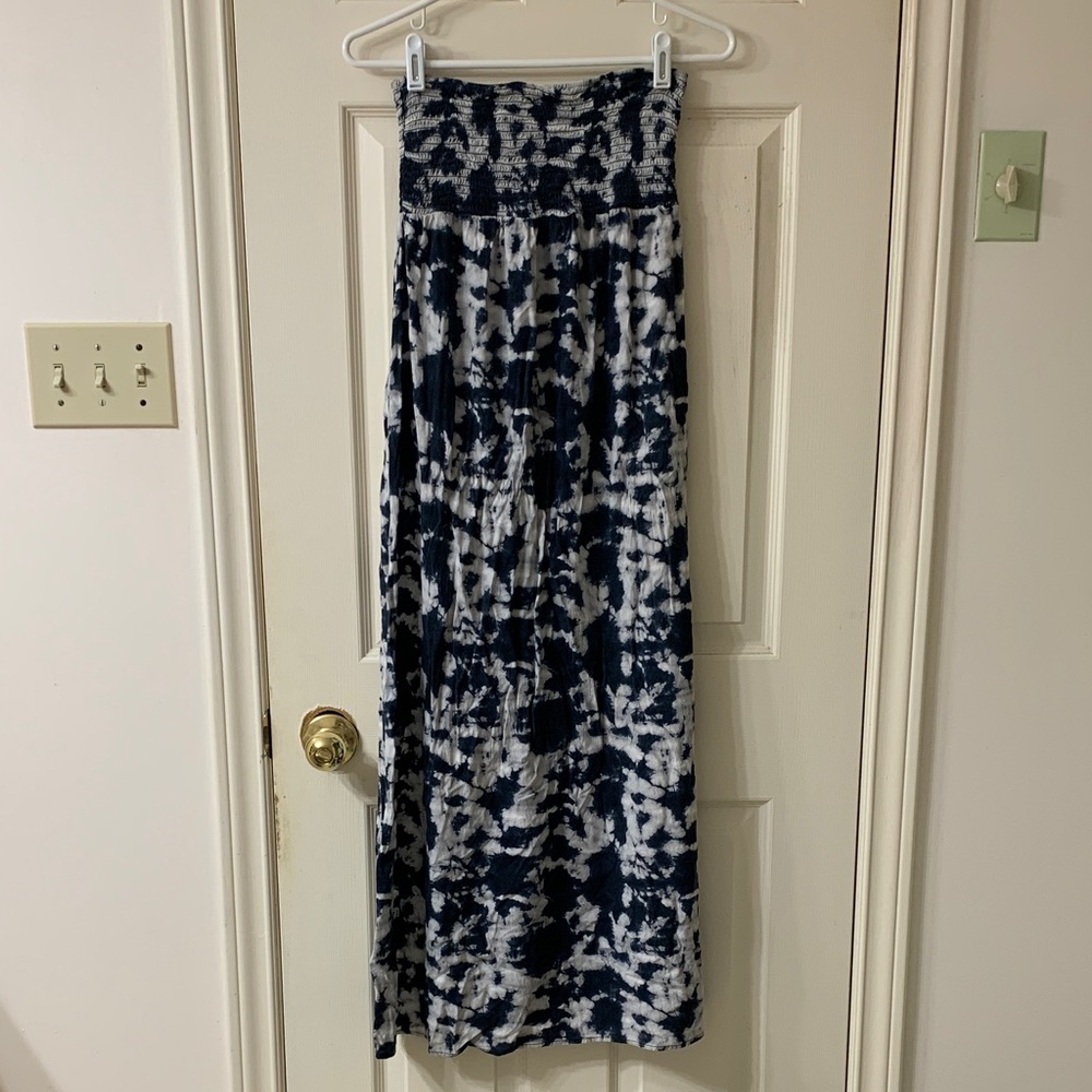 🌷3 for $25🌷George, US S, Navy & White Tie Dye Print Tube Top Maxi Dress